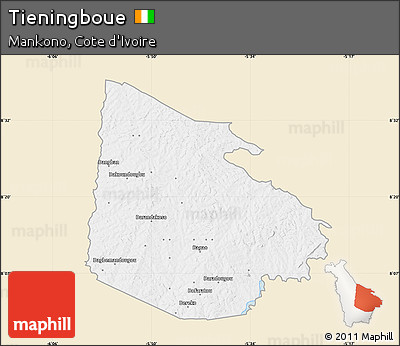 Classic Style Map of Tieningboue, single color outside