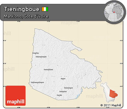 Classic Style Map of Tieningboue, single color outside