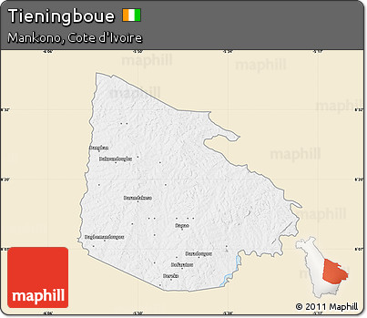 Classic Style Map of Tieningboue, single color outside