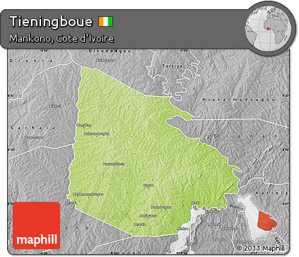 Physical Map of Tieningboue, desaturated
