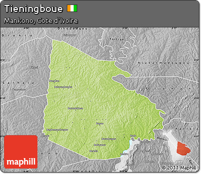 Physical Map of Tieningboue, desaturated