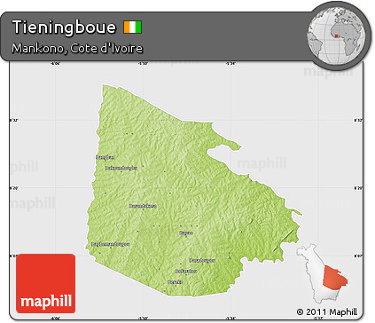 Physical Map of Tieningboue, single color outside