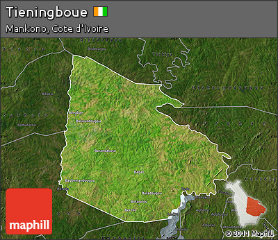 Satellite Map of Tieningboue, darken