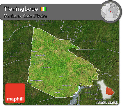Satellite Map of Tieningboue, darken