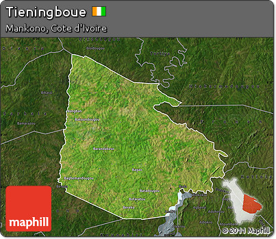 Satellite Map of Tieningboue, darken