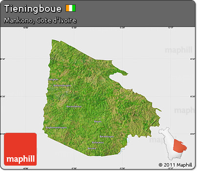 Satellite Map of Tieningboue, single color outside