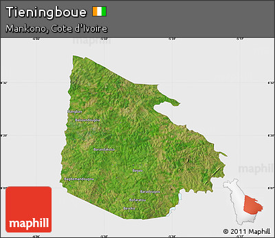 Satellite Map of Tieningboue, single color outside
