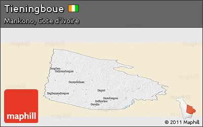 Classic Style Panoramic Map of Tieningboue, single color outside