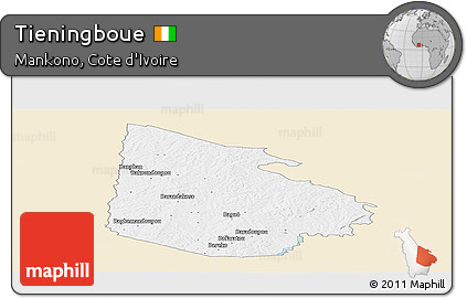 Classic Style Panoramic Map of Tieningboue, single color outside