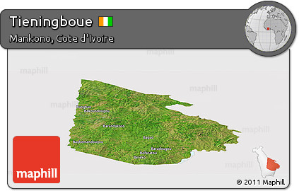 Satellite Panoramic Map of Tieningboue, cropped outside