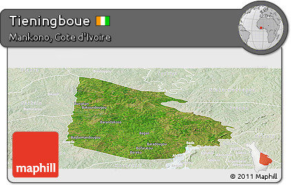 Satellite Panoramic Map of Tieningboue, lighten