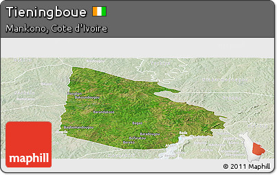 Satellite Panoramic Map of Tieningboue, lighten