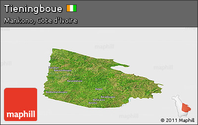 Satellite Panoramic Map of Tieningboue, single color outside