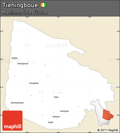 Classic Style Simple Map of Tieningboue, single color outside