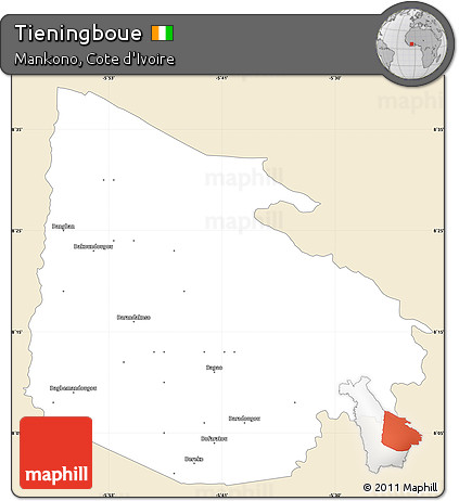 Classic Style Simple Map of Tieningboue, single color outside