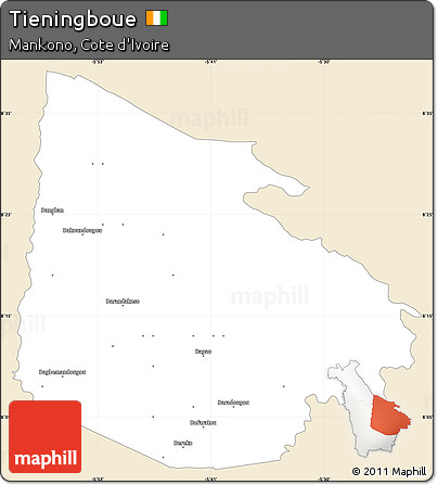 Classic Style Simple Map of Tieningboue, single color outside