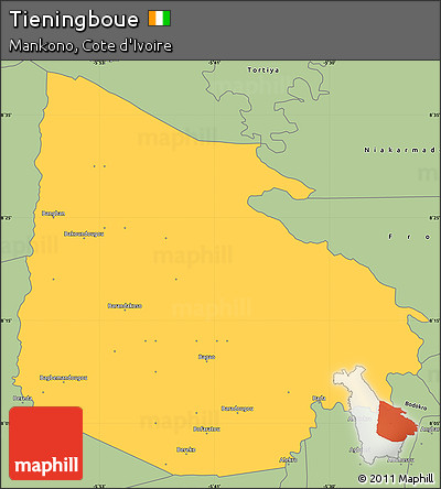 Savanna Style Simple Map of Tieningboue