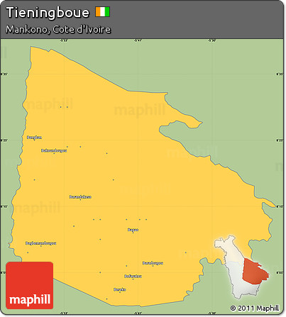Savanna Style Simple Map of Tieningboue, single color outside