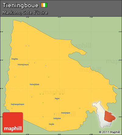 Savanna Style Simple Map of Tieningboue, single color outside
