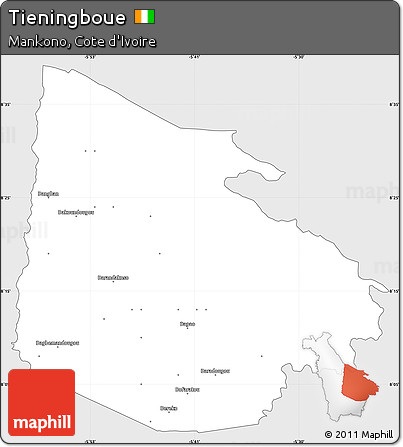 Silver Style Simple Map of Tieningboue, single color outside