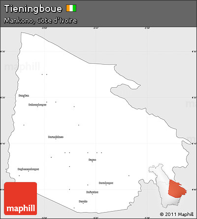 Silver Style Simple Map of Tieningboue, single color outside