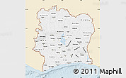 Classic Style Map of Cote d'Ivoire, single color outside