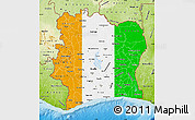 Flag Map of Cote d'Ivoire, physical outside
