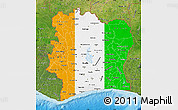 Flag Map of Cote d'Ivoire, satellite outside, bathymetry sea