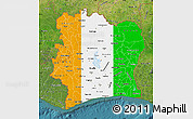 Flag Map of Cote d'Ivoire, satellite outside