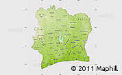Physical Map of Cote d'Ivoire, cropped outside