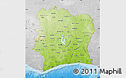 Physical Map of Cote d'Ivoire, lighten, desaturated, land only