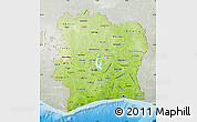Physical Map of Cote d'Ivoire, lighten, semi-desaturated, land only