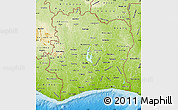 Physical Map of Cote d'Ivoire