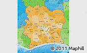 Political Shades Map of Cote d'Ivoire