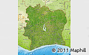 Satellite Map of Cote d'Ivoire, physical outside