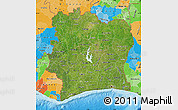 Satellite Map of Cote d'Ivoire, political outside