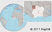 Gray Location Map of Tieme, highlighted country, highlighted parent region, within the entire country