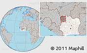 Gray Location Map of Tieme, highlighted country, highlighted parent region