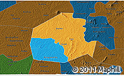 Political 3D Map of Oume, darken