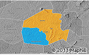 Political 3D Map of Oume, desaturated