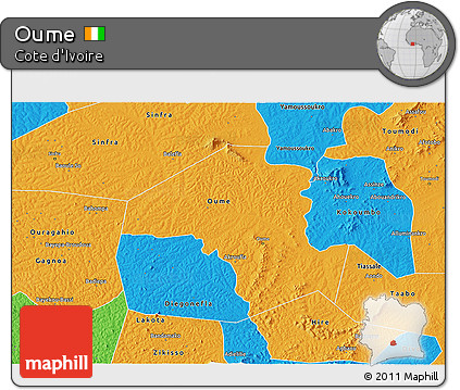 Political 3D Map of Oume