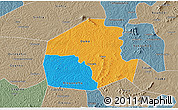 Political 3D Map of Oume, semi-desaturated