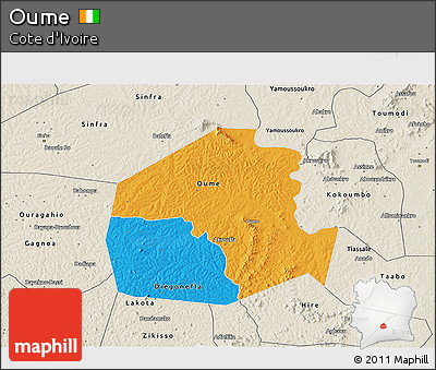Political 3D Map of Oume, shaded relief outside