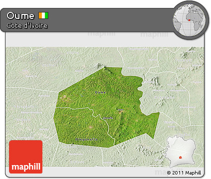 Satellite 3D Map of Oume, lighten