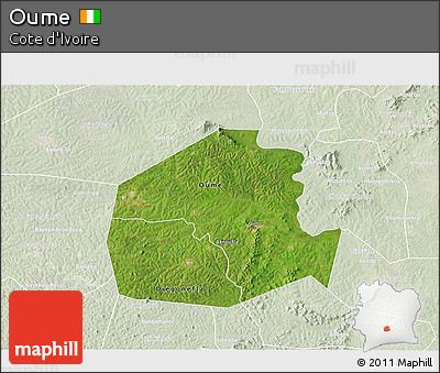 Satellite 3D Map of Oume, lighten
