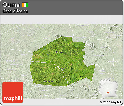 Satellite 3D Map of Oume, lighten