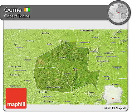 Satellite 3D Map of Oume, physical outside
