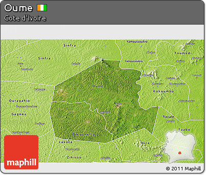 Satellite 3D Map of Oume, physical outside