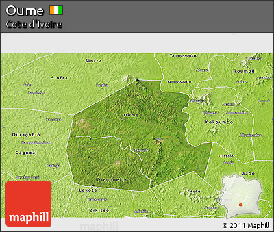 Satellite 3D Map of Oume, physical outside