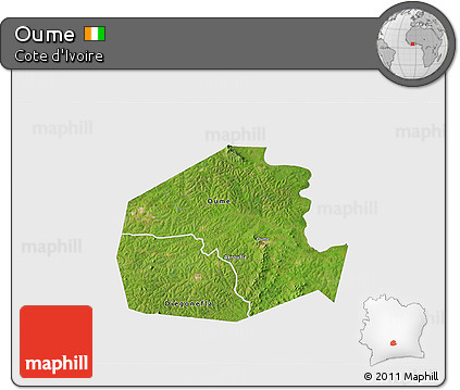 Satellite 3D Map of Oume, single color outside